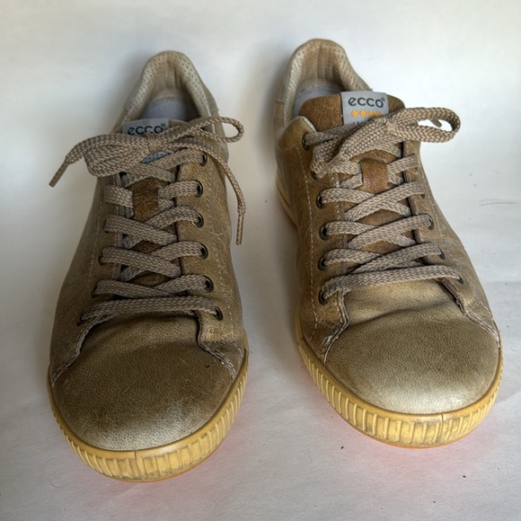 ECCO Tan Leather Spikeless Golf Shoes Mens Sz 43 (9/9.5) EUC $180 - Picture 3 of 11